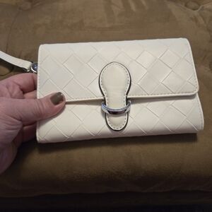 White Textured Wristlet